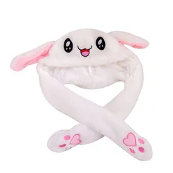 Women's Movable Bunny Ears Hats For Girls Skullies Beanies Children Winter Plush Warm Rabbit Hat With Earflaps Hare Ears Bonnet