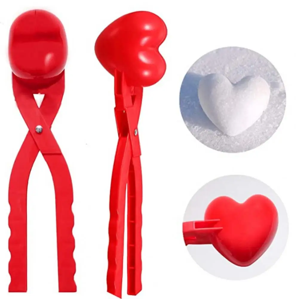 

2Pcs Winter Snowball Clips Heart Shape Snowball Maker Clip Adults Children Snow Sand Mold Snowball Fight Outdoor Fun Sports Toys