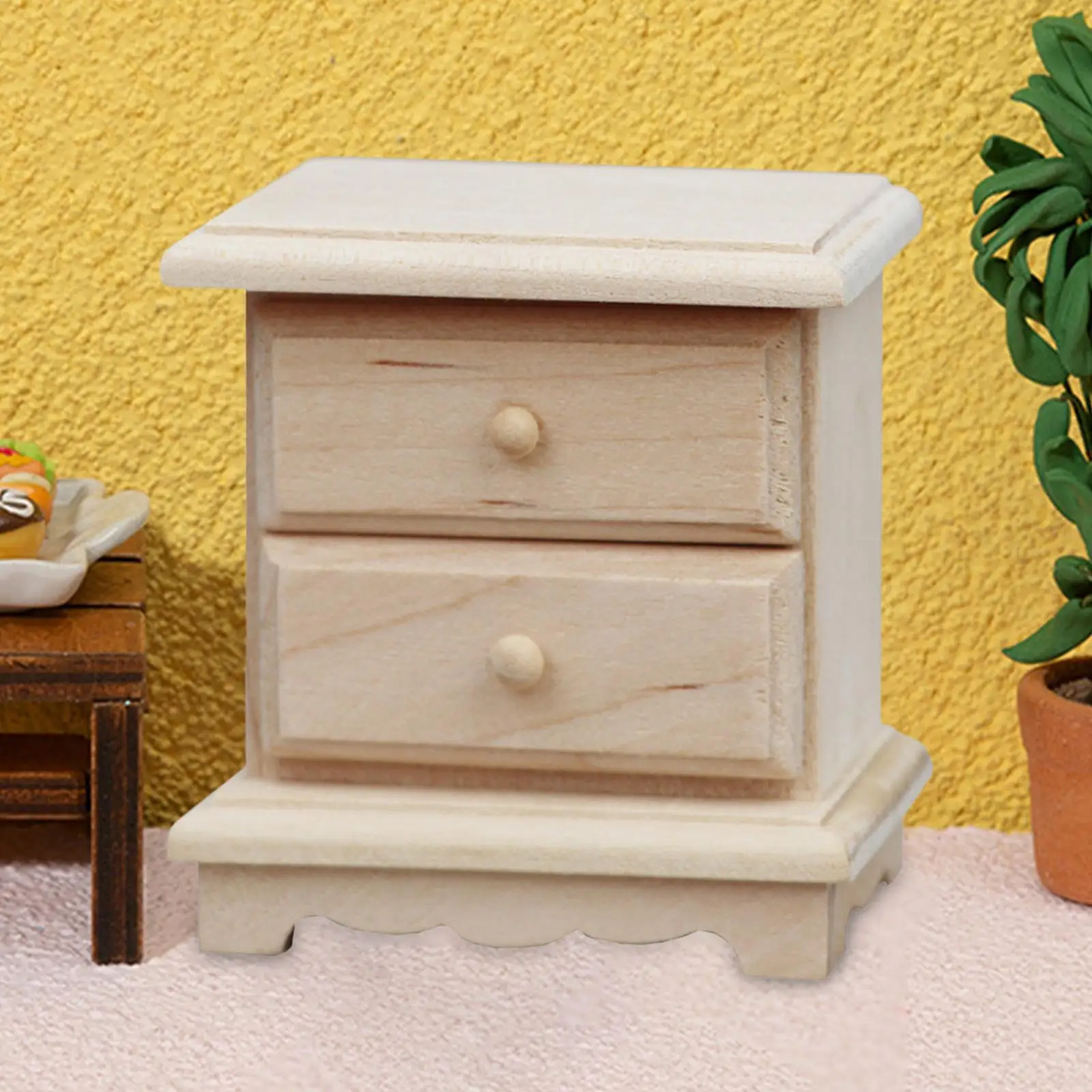 1:12 Dollhouse Bedside Table Storage Drawer Cabinet Doll House Bedroom Decor for