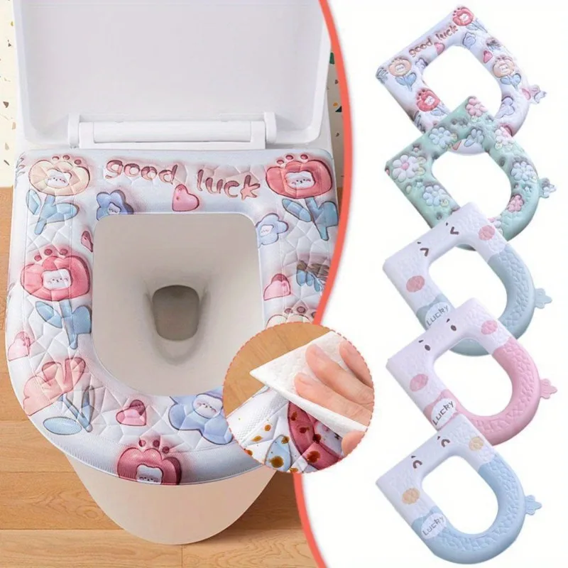 1PC Waterproof Cartoon Pattern Toilet Seat Cover Hygienic for Germ Free Bathroom Accessories Universal Toilet Seat Cover