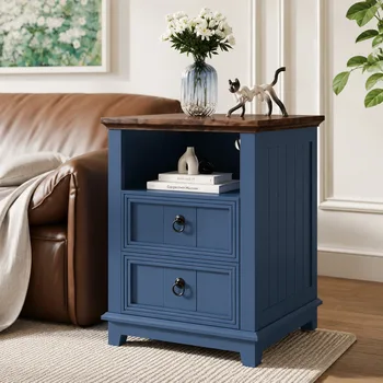Modern Fluted Charging Nightstand 1