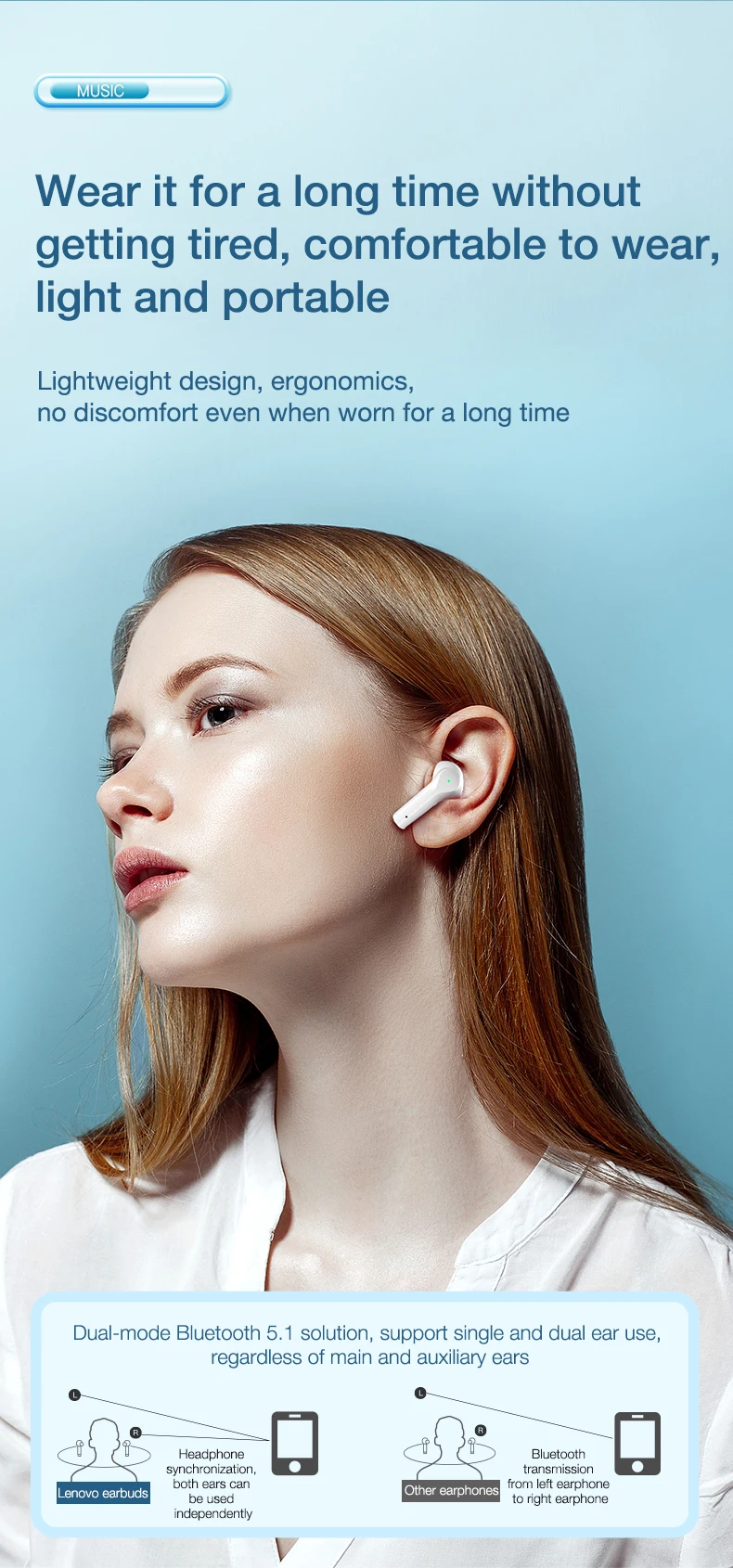 wireless earphones Lenovo XT95 Pro Bluetooth Earphone 9D HIFI Sound Sport Waterproof TWS Wireless Earbuds with Mic for iPhone Xiaomi Headphone bone conduction headphones