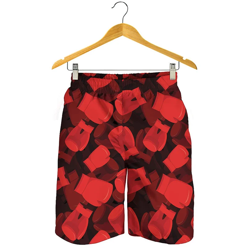 

New Design Boxing Gloves 3D Print Beach Shorts Men Sports Surf Board Shorts Street Short Pants Summer Quick Dry Swimming Trunks
