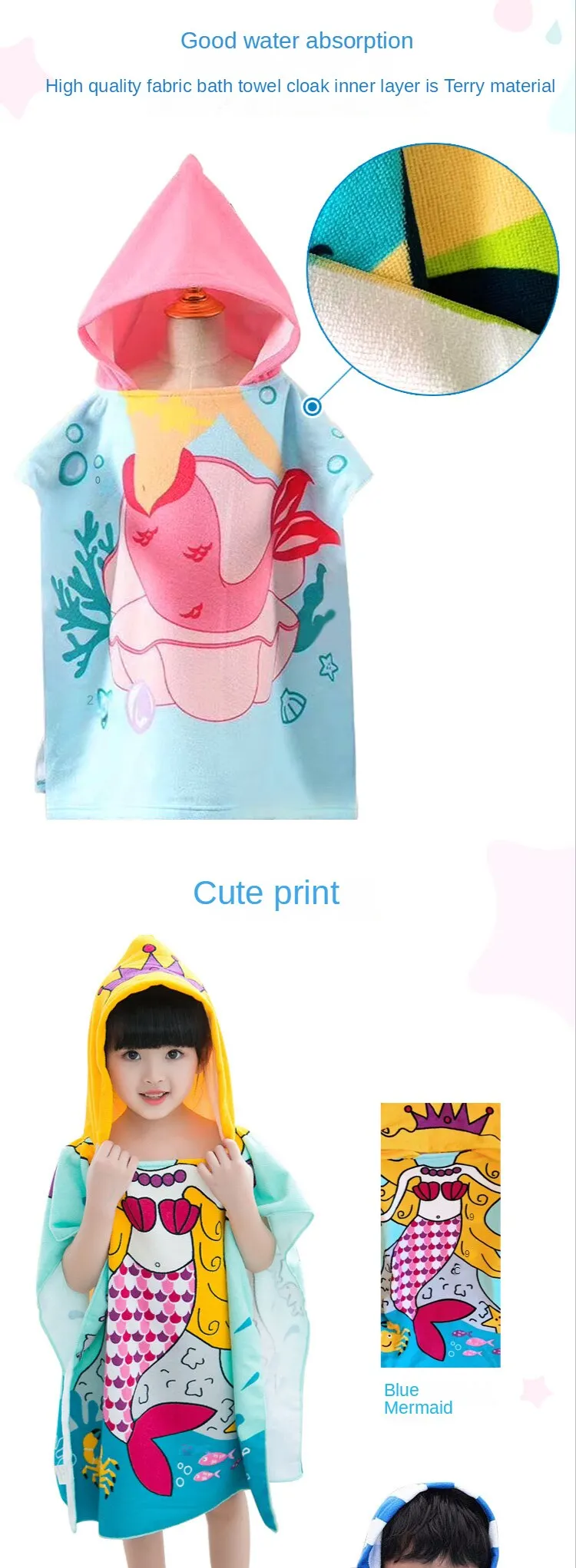 Description Picture 4 of itemNewborn Wrap Blanket Cartoon Child Kid Hooded Cloak Infant Bathrob Baby Bath Towel Robe Cotton Boy Girl Beach Robe Astronaut Cap