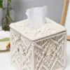 Hand Knitted Cotton Tissue Box Cover Decorative Tissue Holder Napkins Box for Living Room Home Decoration 4