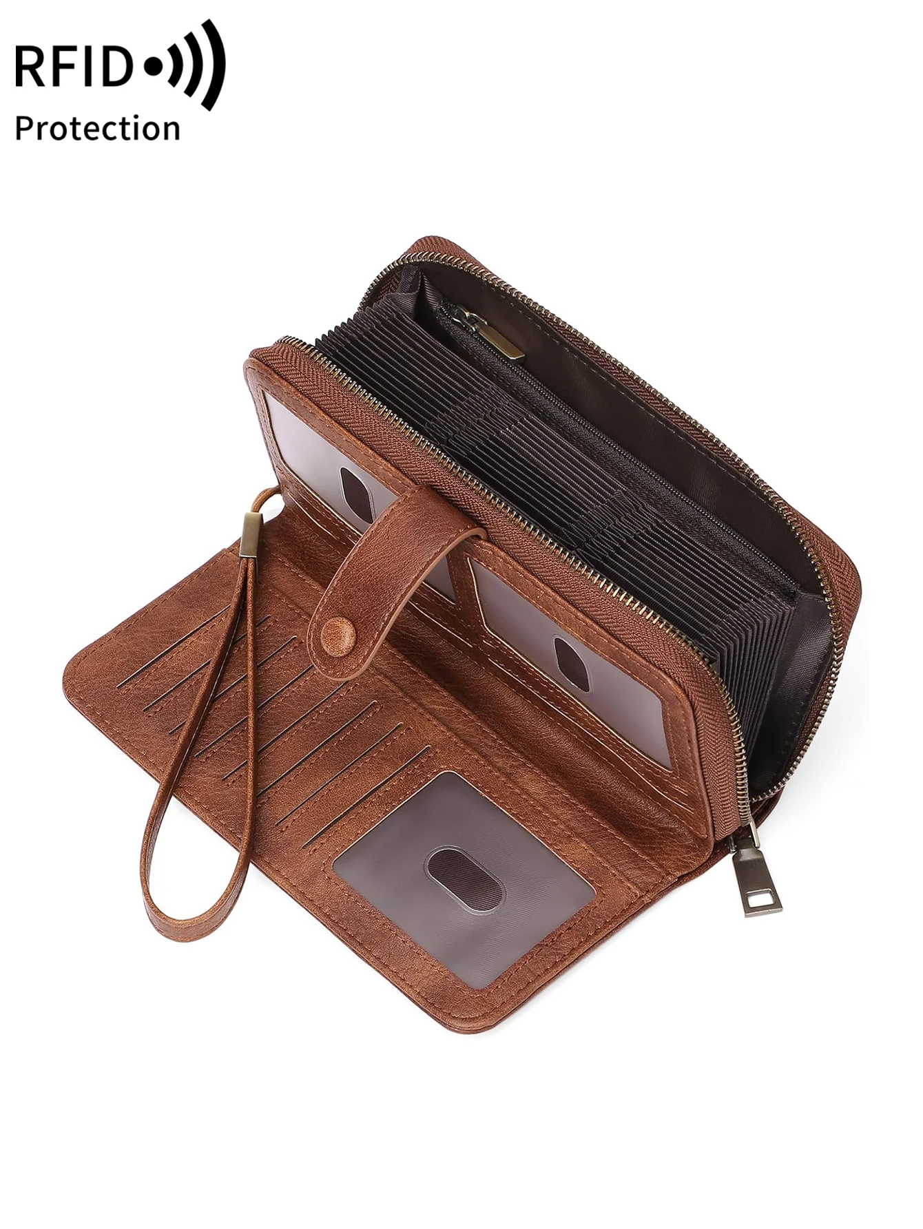 Portafoglio Donna Piccolo In Pelle PU Morbida - Bifold Compatto Con Portamonete, Finestra ID E 6 Slot Per Carte