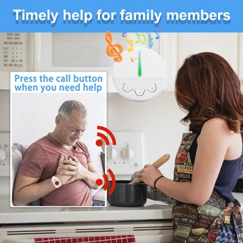 Wireless Caregiver Pager Life Alert System SOS Panic Call Button with Door Light for Seniors Disabled Elderly Home Hospital 2