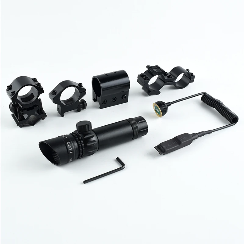 Laser Sight Red Dot Laser Sight 532nm Green Laser Sight Red Hunting Emitter + 20mm Ring Rail QD Barrel Scope Mount + W/Remote Switch + 16340BY