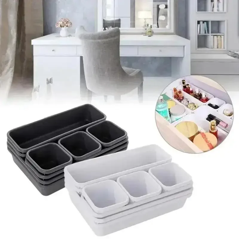 8Pcs/Set Plastic Sundries Storage Tank Suitable Student Office Multi-functional Stationery Holder School Desk Drawer Storage Box