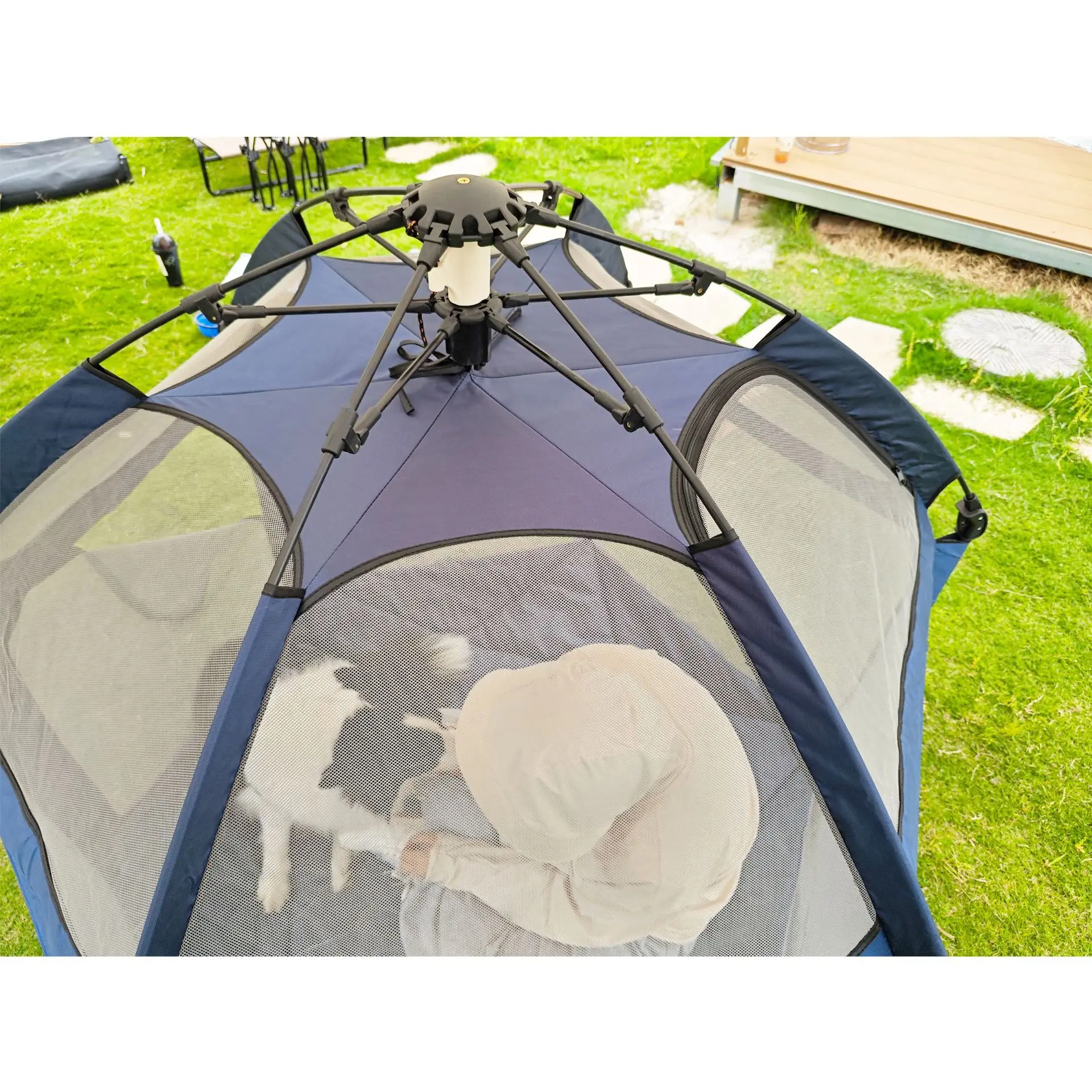 Tienda de campaña para perros de apertura rápida, plegable, para exteriores, playa, casa, interior, gato, hexagonal, 24 x 24 x 97 cm