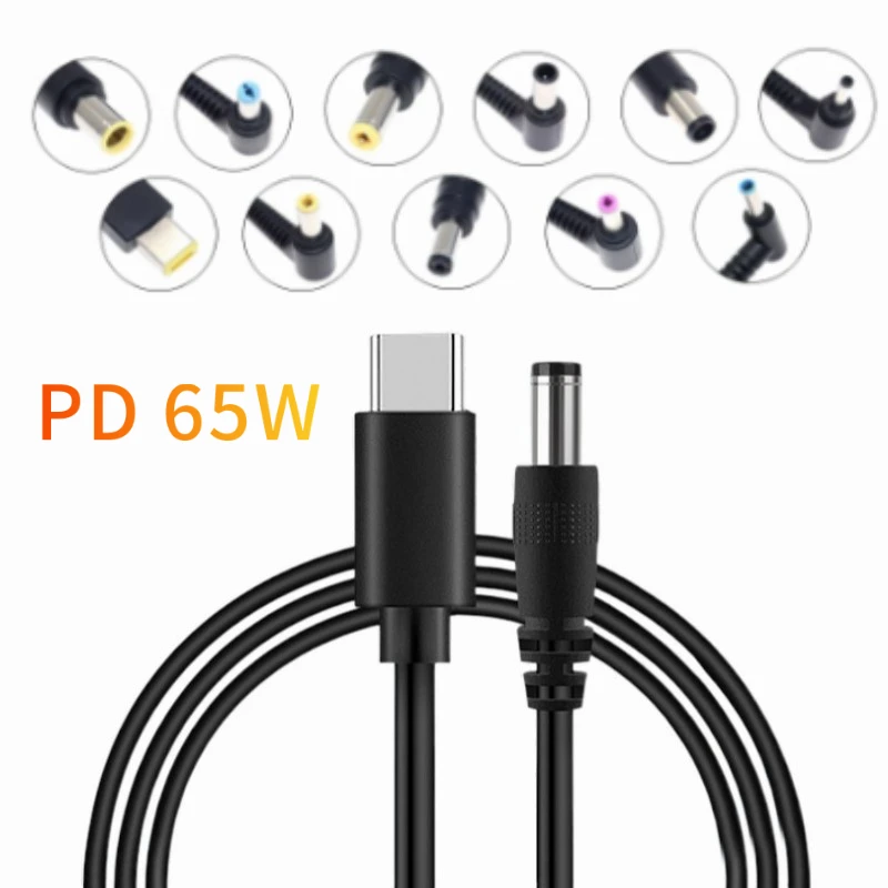 Usb tipo c pd Cabo de Carregamento Adaptador de Alimentação Conversor Jack 13 Plugues Macho para Lenovo Asus Dell hp Carregador Portátil