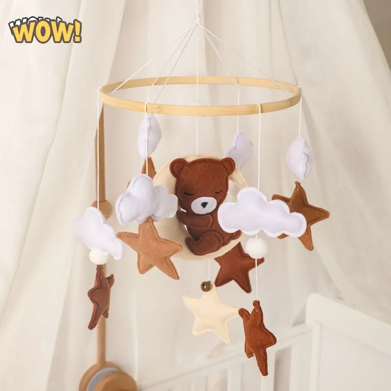 

Baby Rattle Toy 0-12 Months Felt Wooden Mobile On The Bed For Newborn Music Box Bed Bell Hanging Toys Holder Bracket Infant Crib