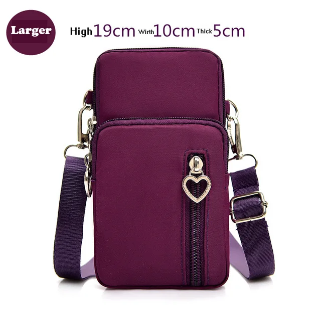 Universal Mobile Phone Bag For Samsung/iPhone/Huawei/HTC/LG Case Wallet Outdoor Sport Arm Purse Shoulder Bag Women Phone Pouch Larger Purple
