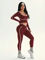 Women's Fall/Winter New Arrival Round Neck Long Sleeve Yoga Top Outdoor Sports Fitness Yoga Pants - Image 6
