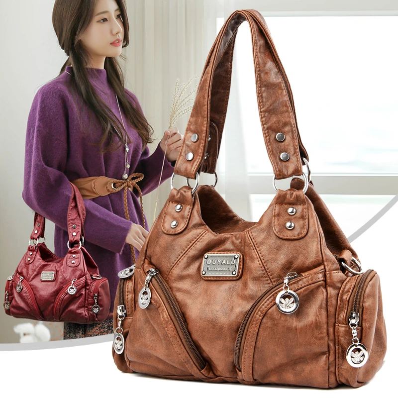 Borse Da Donna Casual Borsa Da Donna In Pelle Lavata Borsa A Tracolla Grande Grande Per Donna Borsa A Tracolla In Pelle Vintage Da Donna