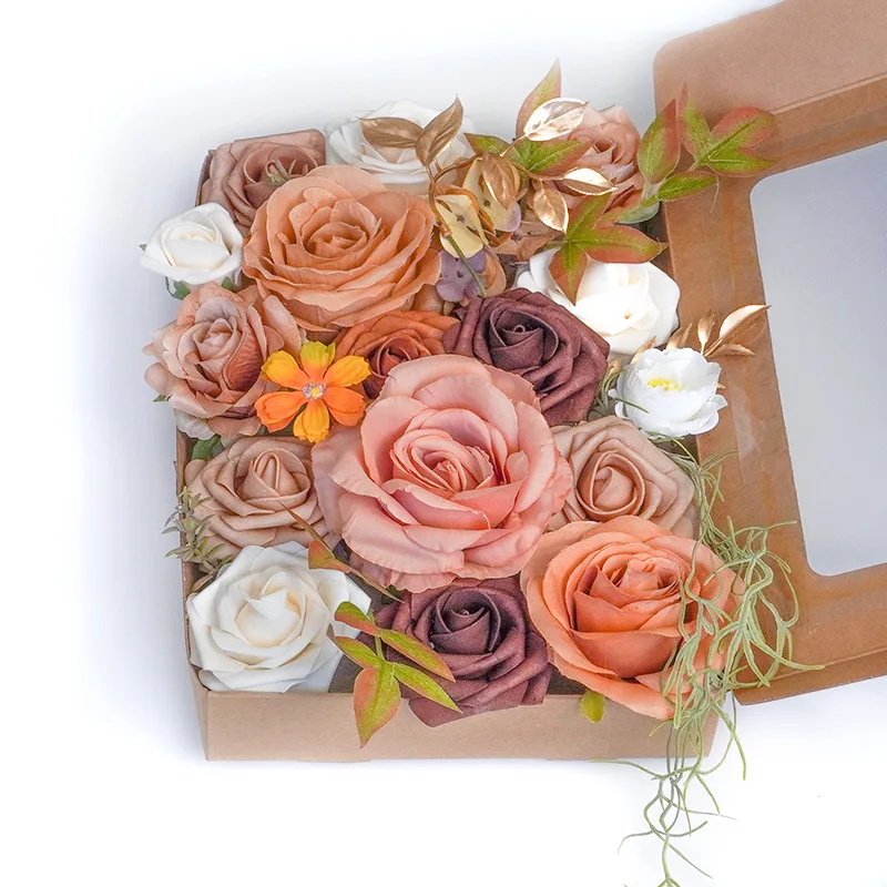 Yannew Künstliche blaue Seidenblumen-Kombi-Box-Set mit Stielen für selbstgemachte Hochzeitstorte, Brautsträuße, Party, Tischdekoration – Detail 38