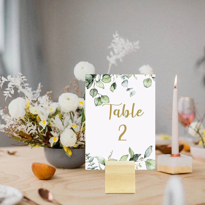 목재 장소 카드 홀더 테이블 번호 홀더 스탠드, 이름 카드 홀더, 아크릴 사인 홀더, 웨딩 홈 파티 용품, 10 개