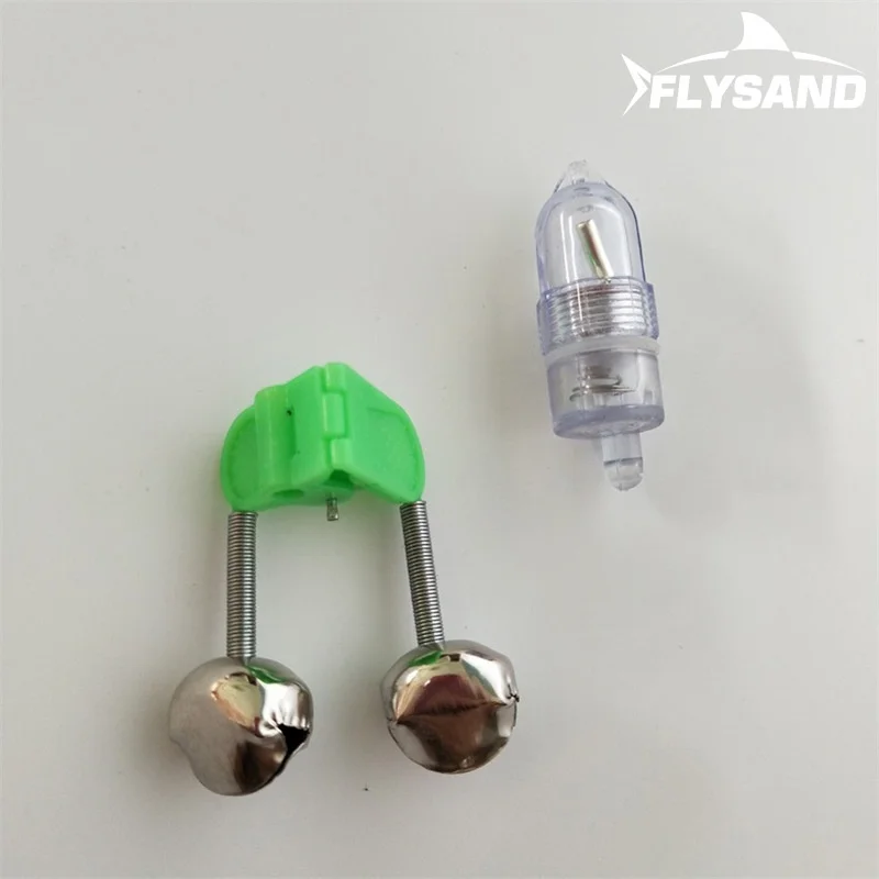 FLYSAND Fishing Bell Light Bell Fish Bell Alarm Pisces Bell Clip Alarm Night Fishing LED Red Green Light Double Alarm Bells