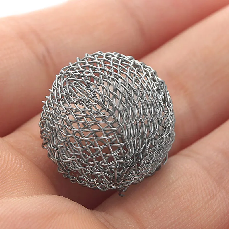 50Pcs 15/16/17/18/19/20mm Tobacco Ball Filter Burn Mesh Ball Hollow Smoke Pipe Metal Promote Combustion Support Net Silver Tool 5