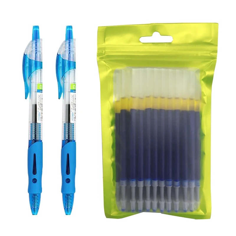 Gel Pen Refills 32Pcs/Lot Retractable Gel Pen Refills Set 0.5mm Black/blue/Red Gel Ink replaceme Press Pen For School Office Writing Stationery