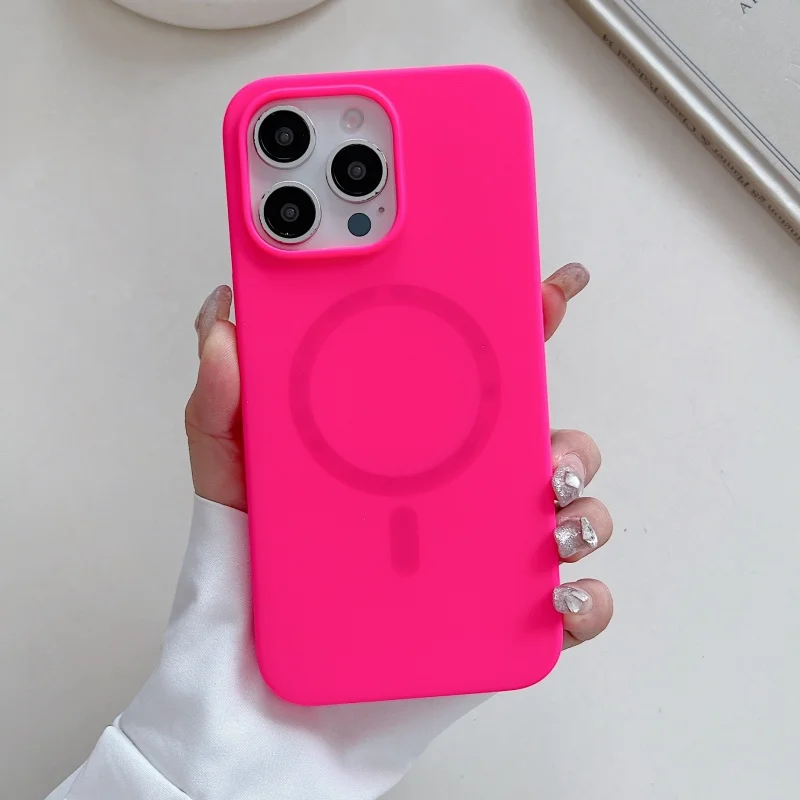Luxury Bright Fluorescent Liquid Silicone For Magsafe Case For iPhone 17 Air 16 15 14 13 12 Pro Max Plus Wireless Charge Cover 2