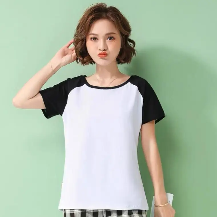 

Summer Solid Color Cotton Short - Sleeved T-shirt Loose Female Everything Matching Leggings Half Sleeve Slim Top