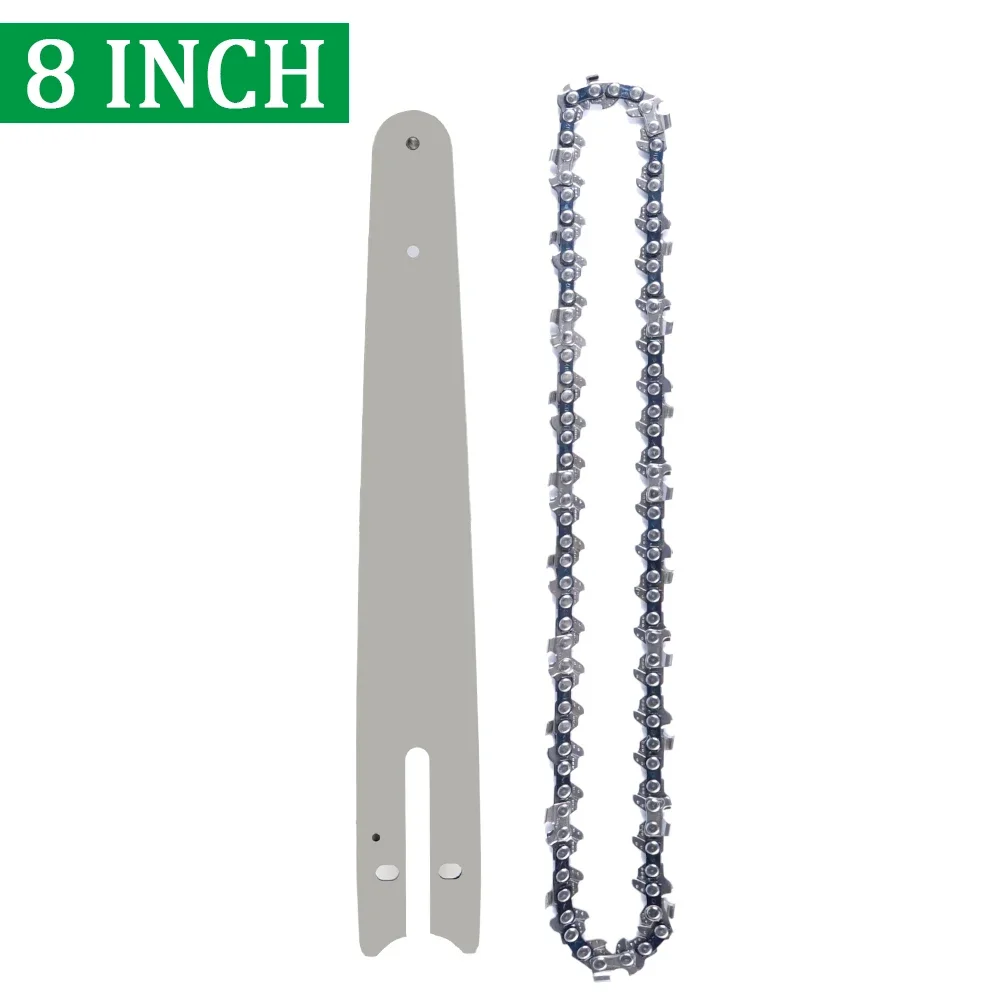 Juego de cadena de acero de 4/6/8 pulgadas y placa guía apto para motosierra eléctrica de 4/6/8 pulgadas utilizada para tala, poda y piezas de sierra eléctrica
