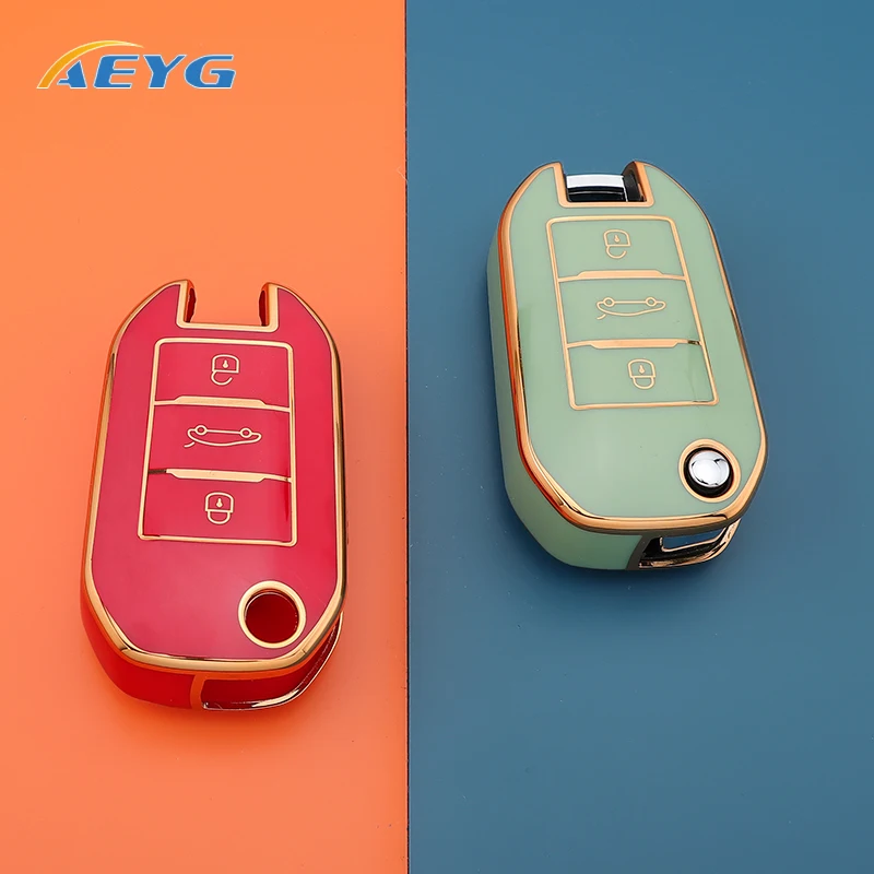 Soft Tpu Car Flip Key Case Cover Shell Fob For Peugeot 208 3008 308 508