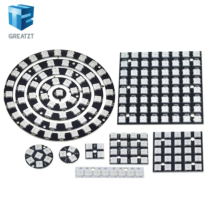 รูปสินค้า 4 8 12 16 ช่อง WS2812 WS2812B WS 2811 5050 RGB LED โคมไฟโมดูล 5V 1Bit 4Bit 8Bit 12Bit 16Bit 24Bit Rainbow LED สําหรับ DIY