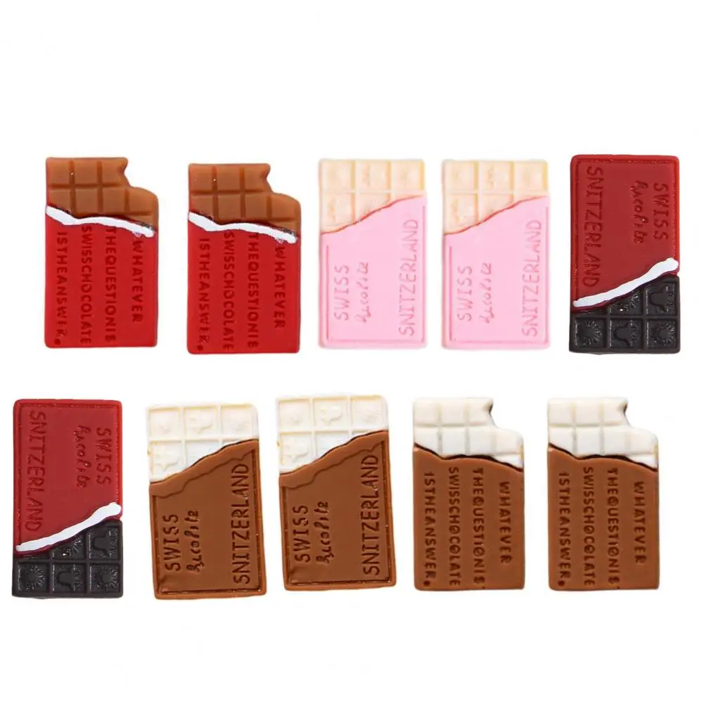 10Pcs Love Chocolate Charms Simulation 3D Dessert Food Mini Ornament Handmade Material Flat Back DIY Phone Case Accessories Deco