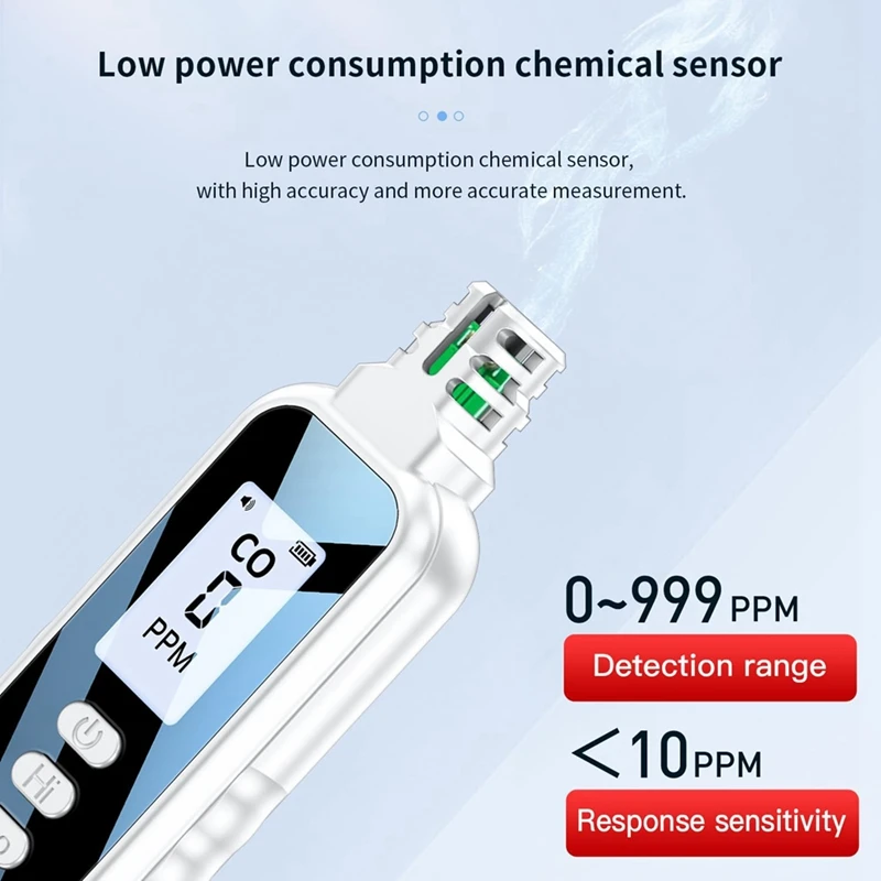 Portable Carbon Monoxide Detectors For Travel, LCD Display Handheld CO Detector With 2 AAA Batteries Powered, (Black) Durable