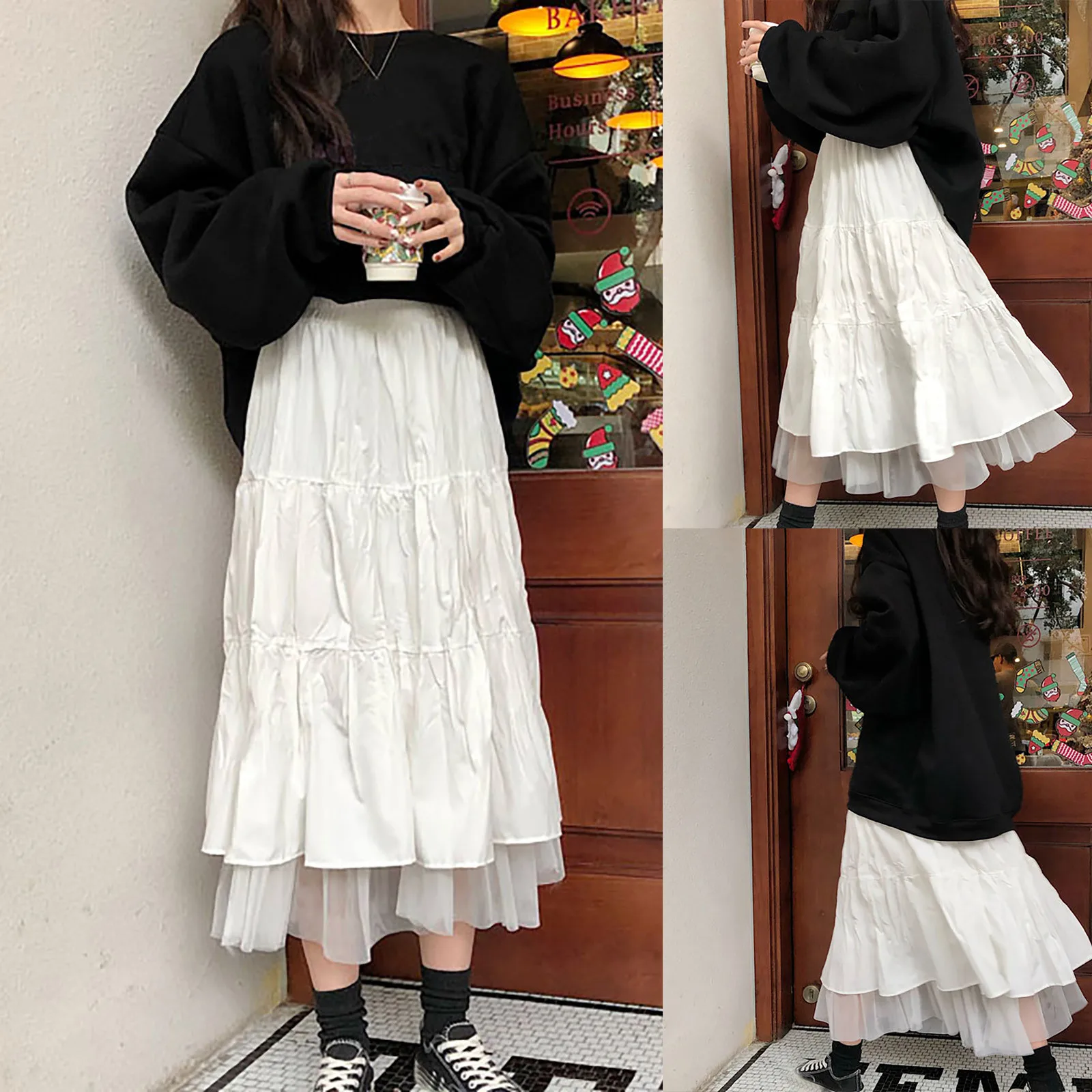 

Elegant Loose Solid Split Design Shirt Woman Gentle O-Neck Lantern Sleeves Folds Simple Versatile Blouse Ins Fashion