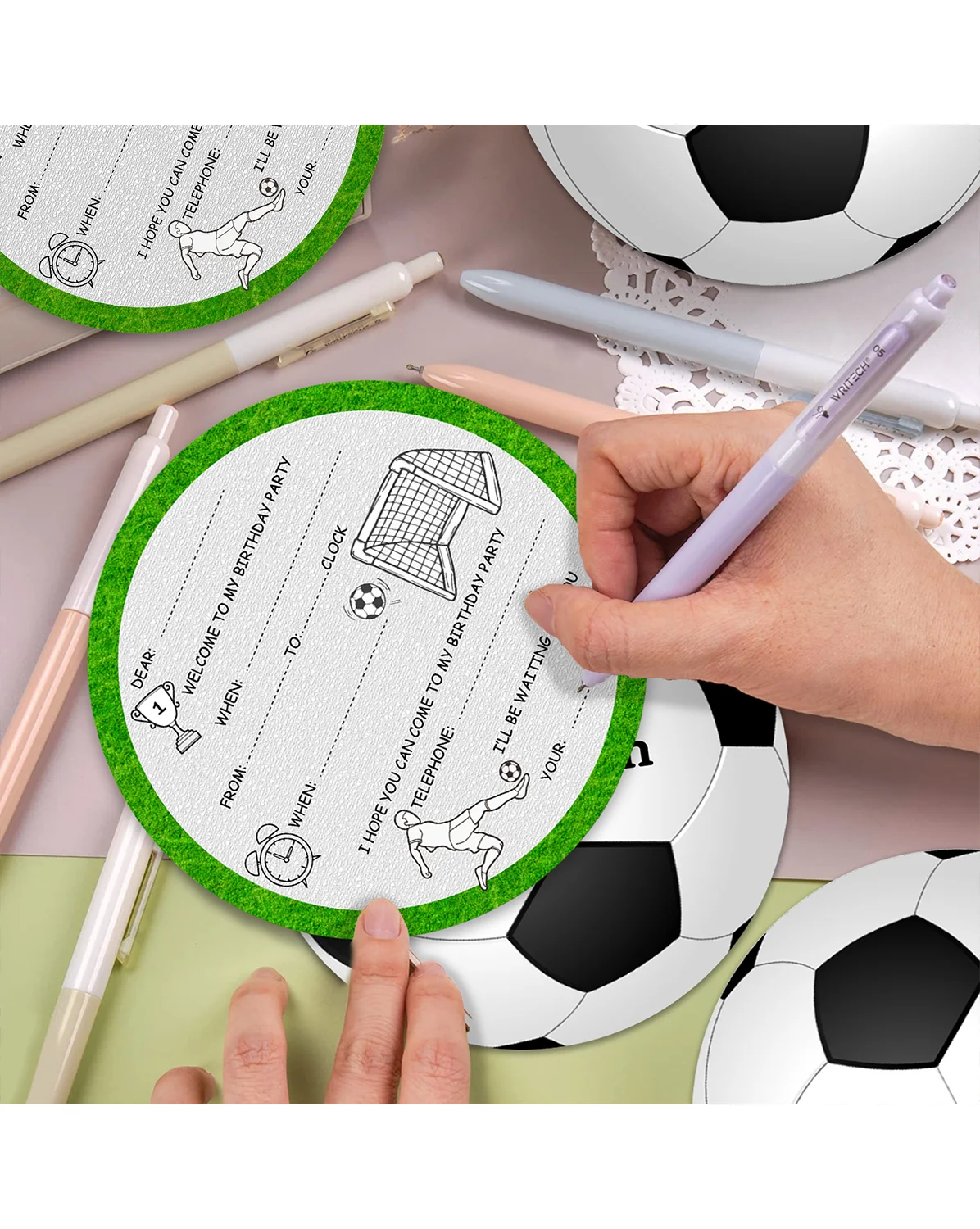 20/10 stücke Fußball Cowboy Weltraum Meerjungfrau Einladungskarten Gruß Einladungskarten Für Geburtstag Baby Shower Party Supplies – Detail 4