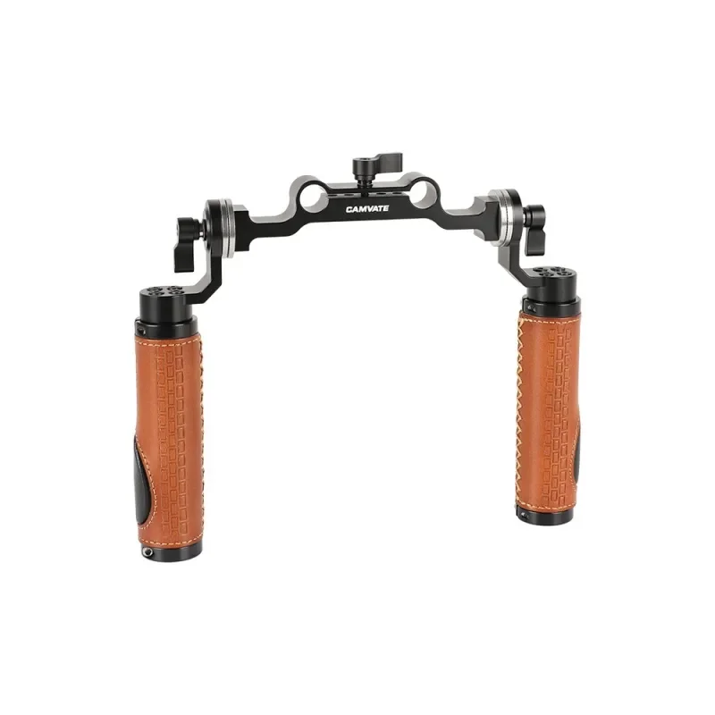 CAMVATE Rosette Style Poignées Pour 15 Mm Rail Rod Clamp DSLR Poignée épaule Cuir (Grip - 9