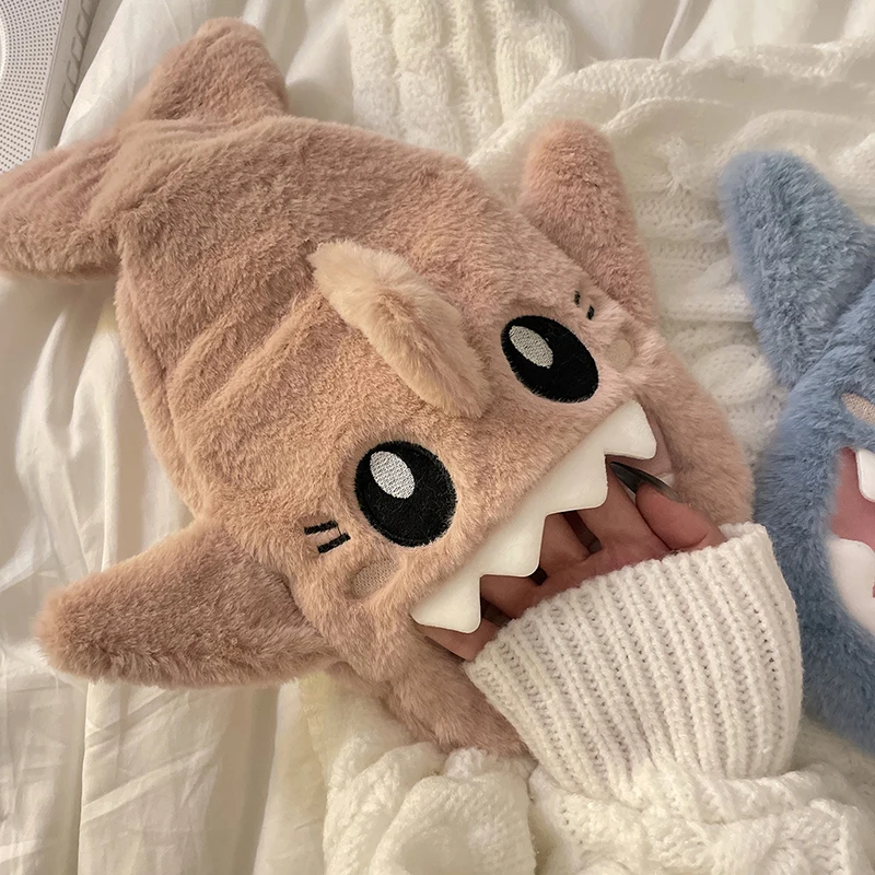 

Portable Cute Plush Shark Hot Water Bottle Bag Stress Pain Relief Detachable Winter Warm Heat Reusable Hand Warmer