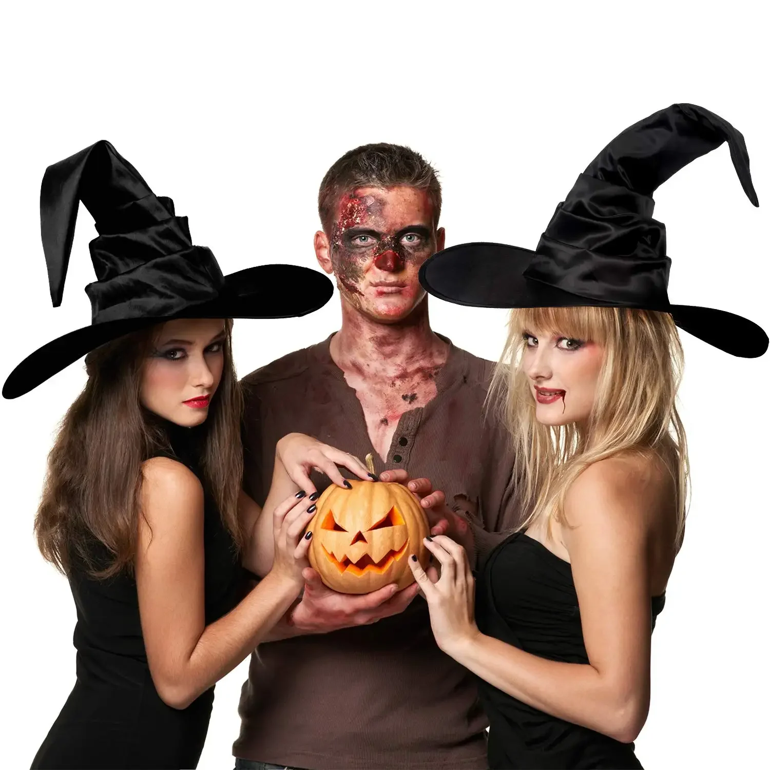 Halloween witch hat party hat carnival hat black folds for women men masquerade party