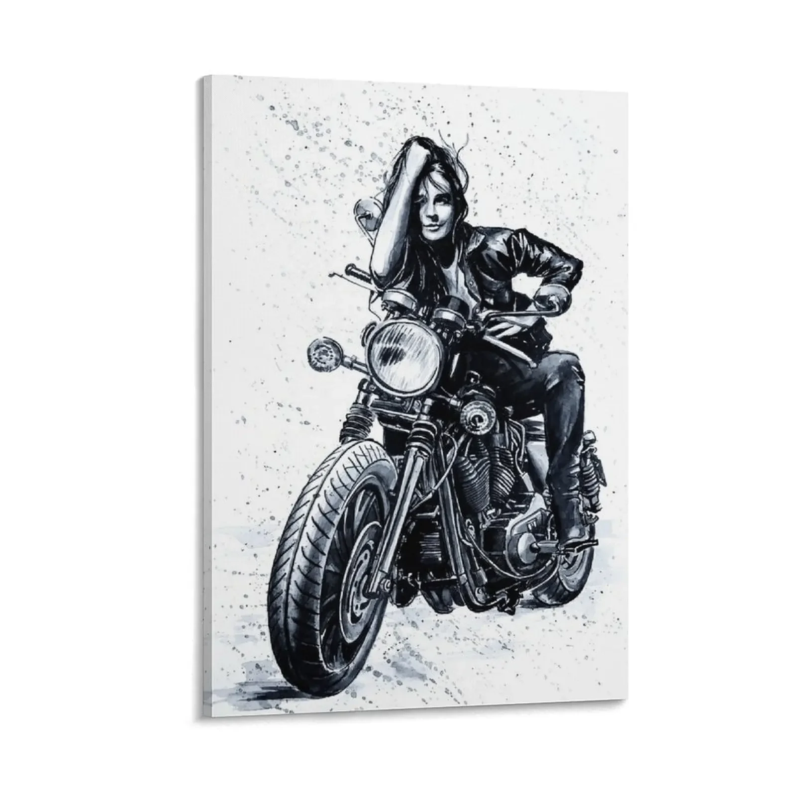 

Biker Girl Canvas Painting fashion wall paintings vintage home decor