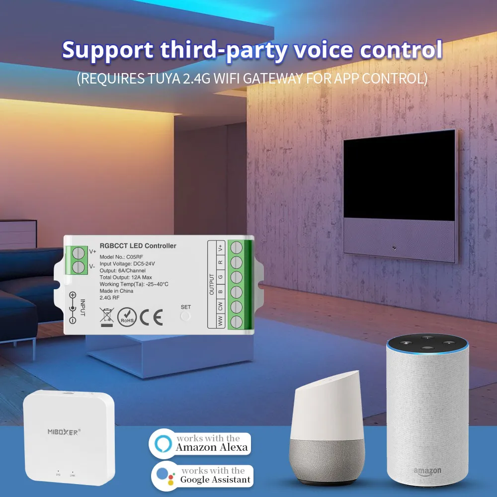 Tuya RGB/RGBW SPI LED Controller RF Remote Alexa Google Plus