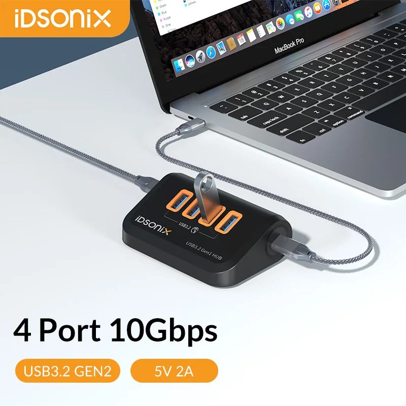 Док-станция IDSONIX с 4 портами USB 3,2, 3,0, 10 Гбит/с, 5 Гбит/с