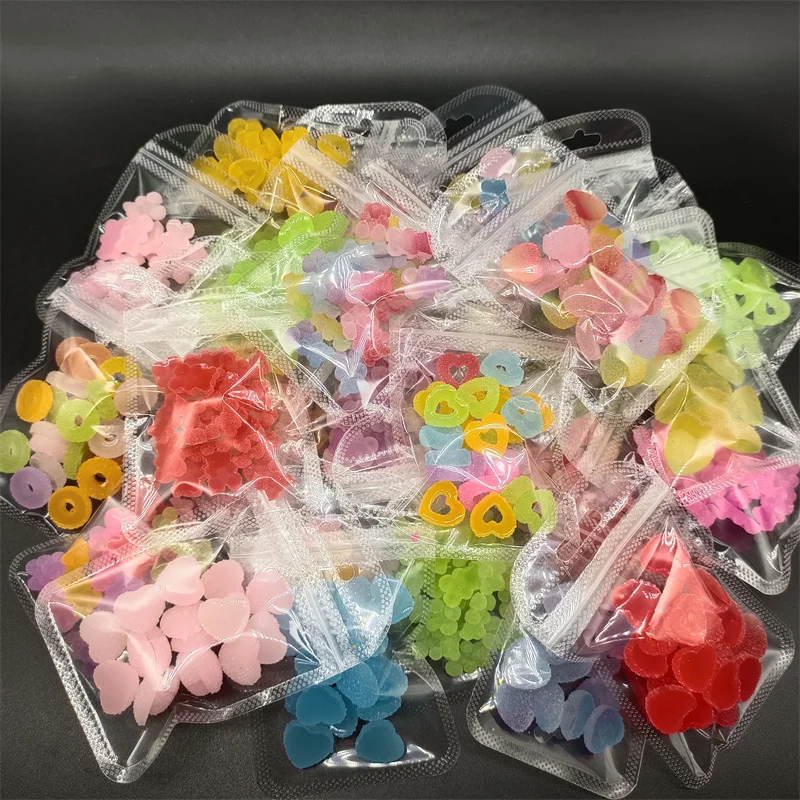 

10PCS Kawaii Gummy Bear/Hollow Heart Nail Art Charms Accessories Cute Gradient Jewelry Nail Decorations Ornament DIY Design Part