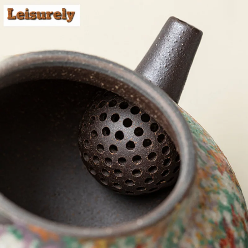 175ml Rock Painting Time Seedpod Of The Lotus Teapot Elegant Tea Infuser Pot Household Tea Making Kettle With Strainer Drinkware
