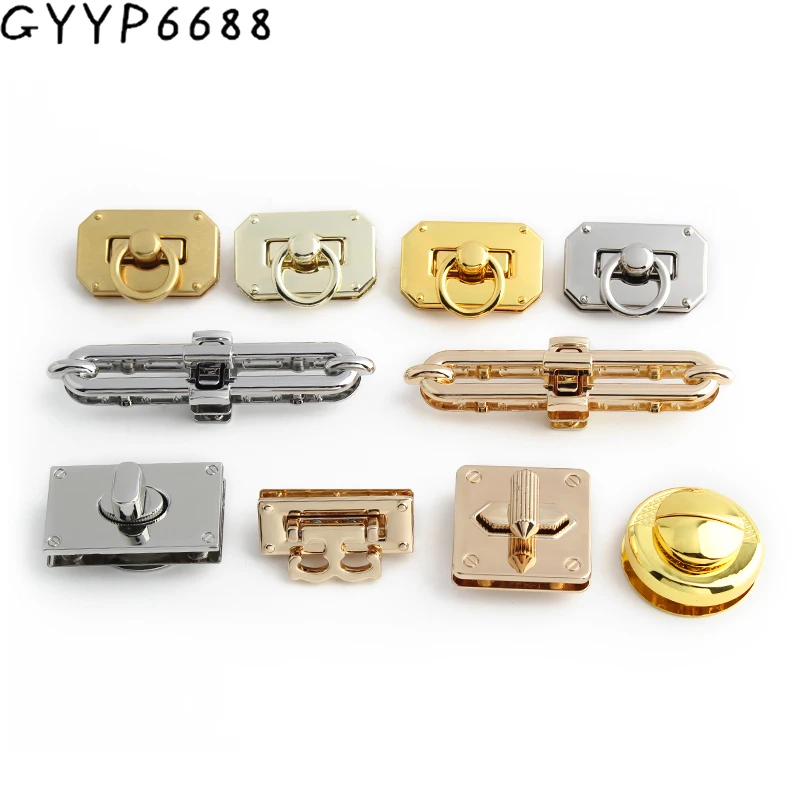 2-5-20Sets Rectangle Metal Durable Clutch Bag Turn Lock Twist Lock For Leather Craft Handbag Shoulder DIY Hardware Accessories