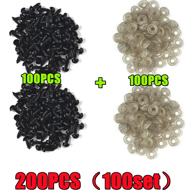 Black Plastic Safety Eyes for Crafts and Doll Decoration - 200/100PCS Toy Eye Kit (5-20mm)