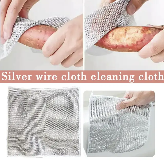 Silver Cleaning Cloth Magic Dish Towel Reusable Non Stick Oil Dishcloth Pot  Strong Rust Removal Replace Steel Wire Balls Rag - AliExpress