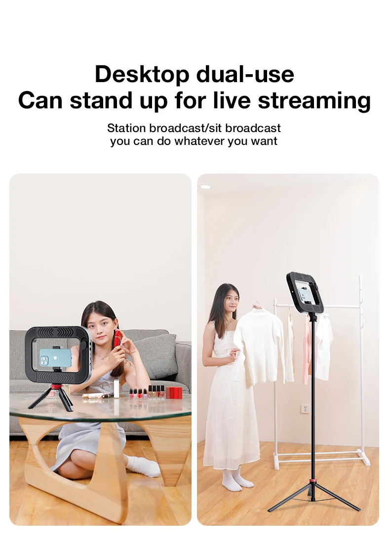 Smartphone Video Rig with Light Cell Handheld Stabilizer with Ring Light for Filmmaking Live YouTube Tiktok Video Recording