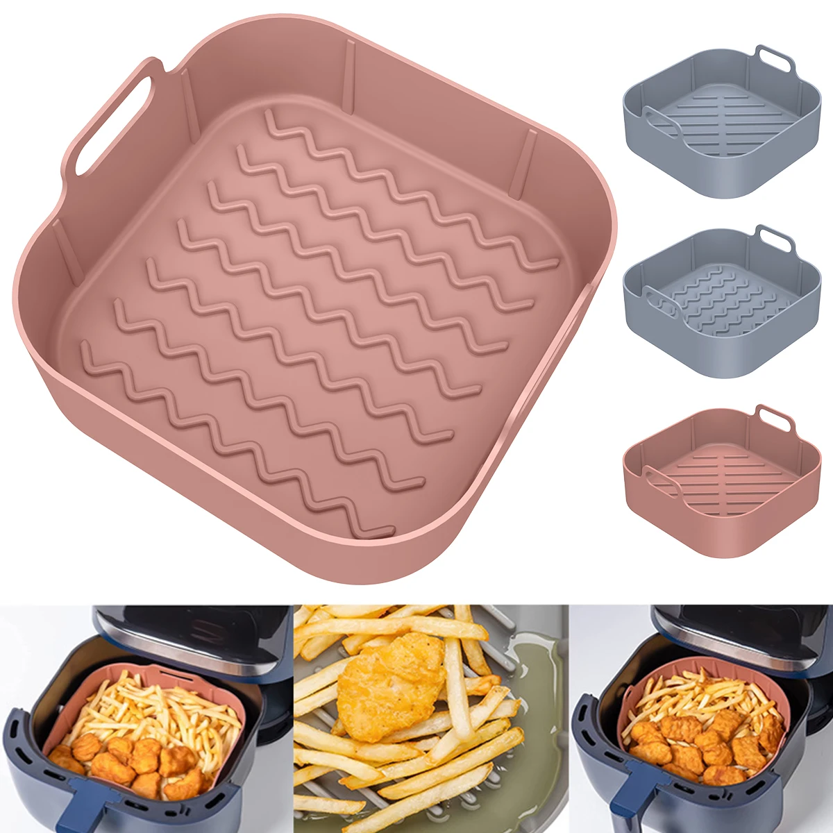 Air Fryer Silicone Baking Tray Food Safe Reusable Silicone Mold Microwave  Pads Baking Mat Oven Air Fryer Liner Silicone Mold - AliExpress