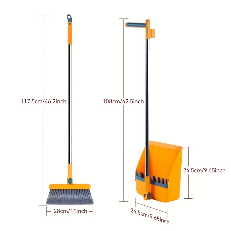2pcs Set of Brand New 3-in-1 Rotatable and Foldable Magnetic Suction Broom Dustpan Sweeping Set