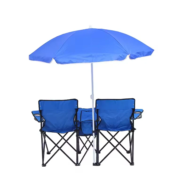 High Quality Outdoor Camping 2-person Chair Portable Folding Double Seat Camping Chair Set With Canopy