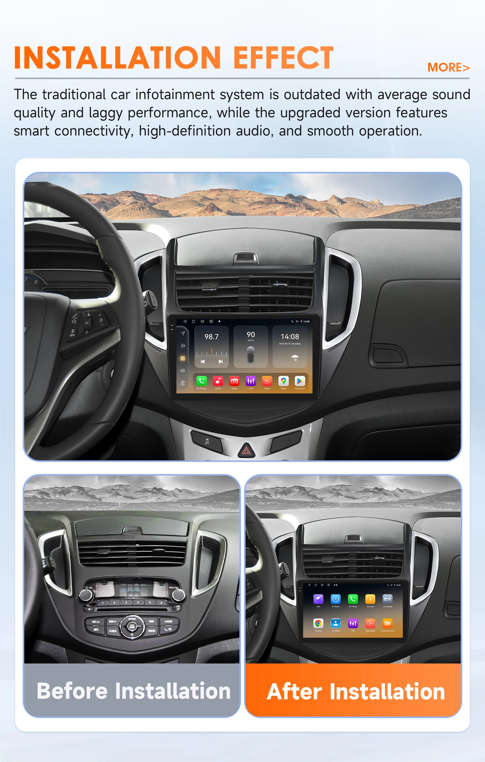 9-Zoll-2-DIN-Carplay-Android-14-Autoradio für Chevrolet TRAX 2014 2015 2016 Multimedia 6115 8-Kern-Autoradio GPS-Stereoanlage 360-Grad-Kamera-Bildschirm – Detail 3