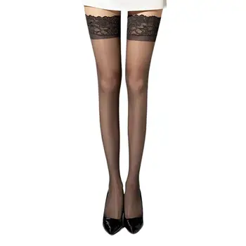 Lace Top Silicone Non-Slip Thigh High Stockings – Ultra Thin Sheer Summer Tights 6